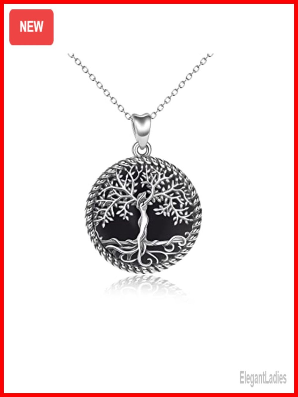 Sterling Silver Tree of Life Pendant Necklace 18+2in Abalone Shell
